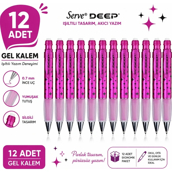Deep Versatil Kalem Uzay Temalı - Metalik Pembe 12'li Paket ürün görseli 1