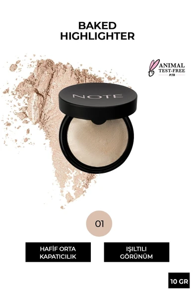 NOTE Baked Highlighter Işıltılı Fırınlanmış Toz Aydınlatıcı - 01 Moonlight ürün görseli 1