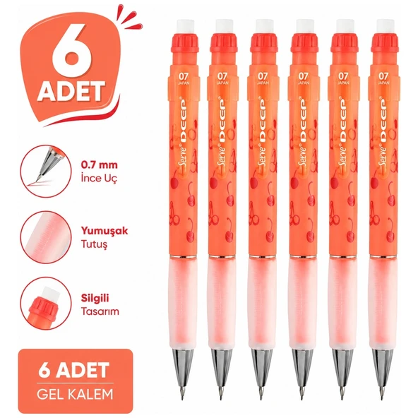 Versatil Kalem Deep 0.7 mm Meyve Temalı 6'lı Paket ürün görseli 1