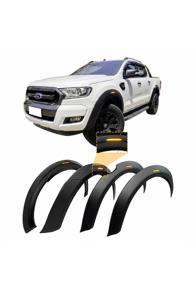 ROAL TUNİNGFord Ranger T6 T7 T8 Uyumlu Reflektörlü İthal Çamurluk Dodik Seti Mat Siyah Off Road Görünümlü Birebir Uyumlu 2012-2025 ürün görseli 1