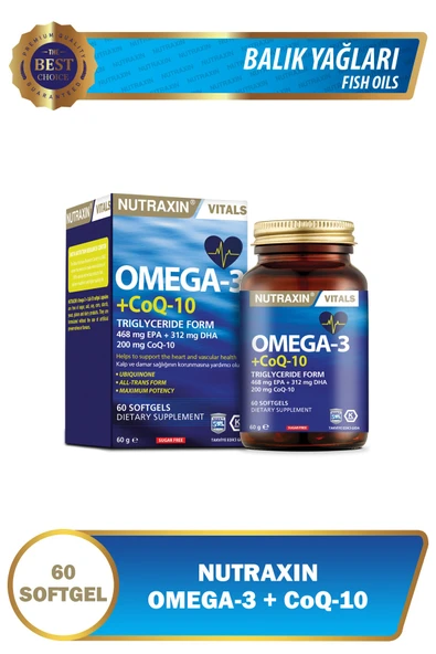 Nutraxin Vitals Omega-3 + Co-Q10 60 Softgel ürün görseli 1