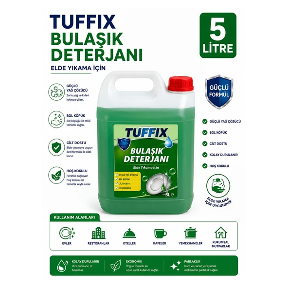 Tuffix Elde Yıkama Bulaşık Deterjanı 5 Litre - Endüstriyel Bulaşık Temizlik Deterjanı ürün görseli 1