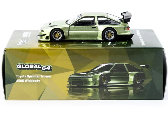 Tarmac Works 1/64 Toyota Sprinter Trueno AE86 Widebody Green ürün görseli 1