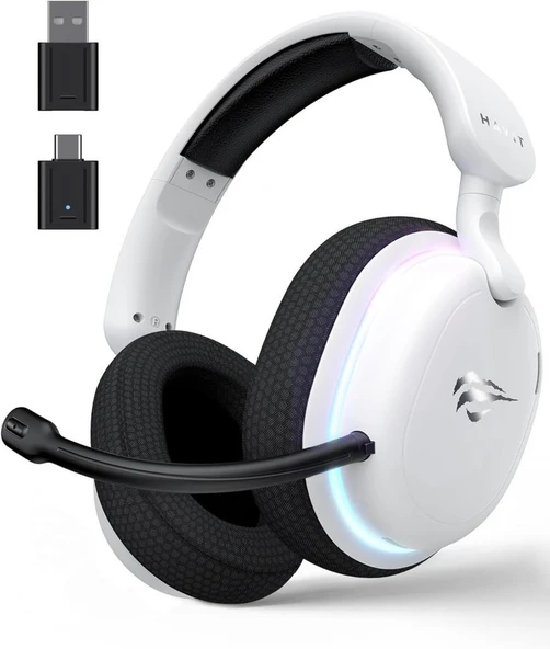 Havit Gamenote Fuxi-H7 Beyaz RGB USB Kablolu/Kablosuz Kulak Üstü Oyuncu Kulaklığı Outlet ürün görseli 1