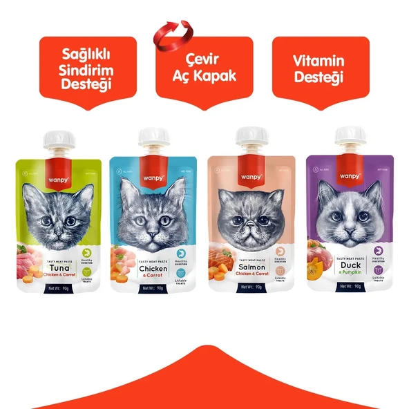 Wanpy 4'lü Karma Ezme Kedi Ödül Maması 4 x 90 gr ürün görseli 1