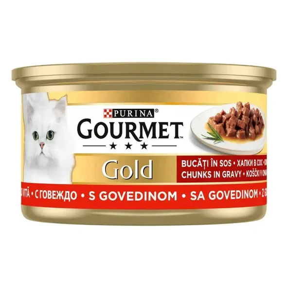 Purina Gourmet Gold Kıyılmış Sığır Etli Yaş Kedi Maması 85 Gr X 24 Adet ürün görseli 1