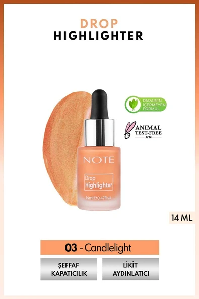 NOTE Drop Highlighter Işıltılı Likit Aydınlatıcı - 03 Candlelight ürün görseli 1