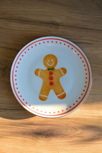 Tabak Evi Porselen Kurabiye Adam Pasta Tabağı Altın Yaldızlı 20,50cm ürün görseli 1