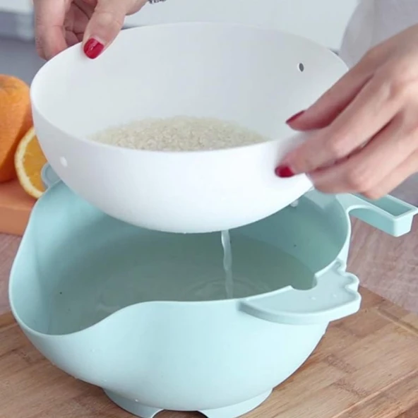 Çok Fonksiyonlu Salata Aparatı - Süzgeçli Doğrayıcı Kase ürün görseli 1