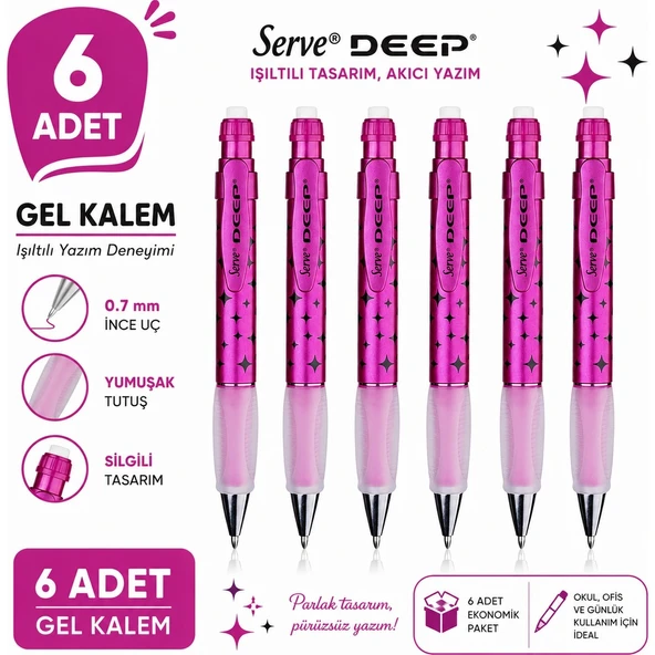 Deep Versatil Kalem Uzay Temalı - Metalik Pembe 6'lı Paket ürün görseli 1