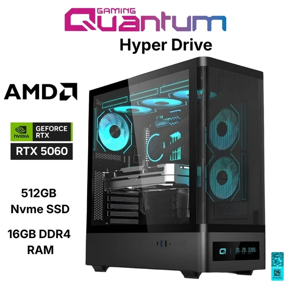 Quantum Gaming Hyper Drive Ryzen 7 5700X 16GB DDR4 512GB NVMe RTX5060 8GB Oyuncu Bilgisayarı ürün görseli 1