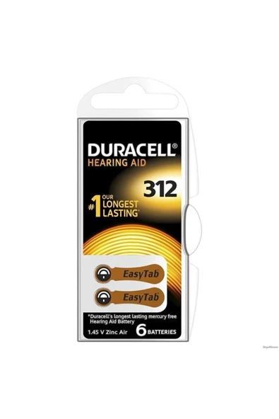 Duracell 312 Numara Kulaklık Pili Işitme Cihazı Pili 10lu Paket 60 Tane 312 Numara Pil ürün görseli 1