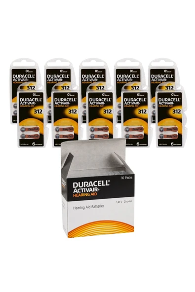 Duracell 312 Numara İşitme Cihazı Pili 10 X 6 Lı Paket 60 Adet Pil Pr41 Kulaklık Pili ürün görseli 1
