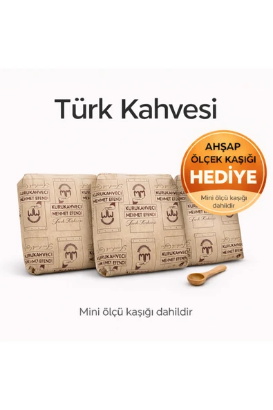 Mehmet Efendi Kurukahveci Taze Çekilmiş 3 adet x250 gr Toplam 750gr (Ahşap ölçek Kaşık Hediyeli) ürün görseli 1
