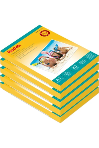 Kodak 180 gr/m2 20x30-a4 Parlak Fotoğraf Kağıdı 20'li 5 Paket - 100 Adet ürün görseli 1