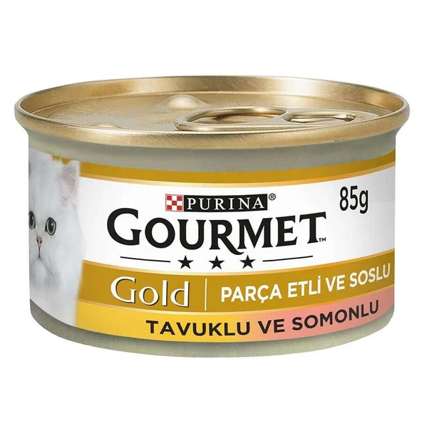 Purina Gourmet Gold Parça Etli Soslu Somon ve Tavuk Kedi Konservesi 85 Gr x 24 Adet ürün görseli 1