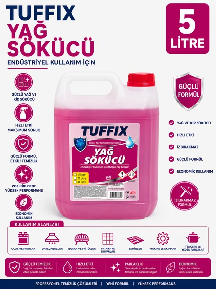 Tuffix 5 Litre Yağ Sökücü - Güçlü Formül Sanayi Tipi Yağ ve Kir Temizleyici ürün görseli 1