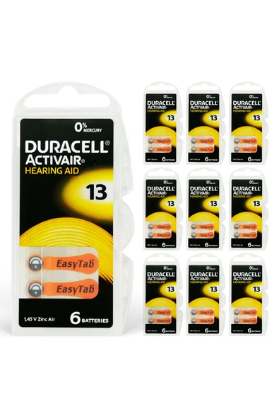 Duracell Activair 13 Numara Işitme Cihazı Pili (10 Paket X 6 Adet= 60 Adet Pil) ürün görseli 1