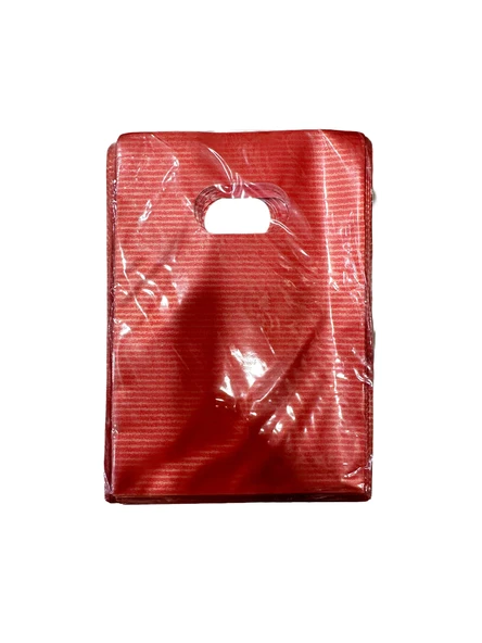 Omeyva Kırmızı Çizgili Metalize Hediye Paketi El Geçmeli Poşet - 20x30 Cm. - 50 Adet ürün görseli 1