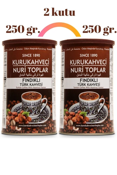 kurukahveci nuri toplar Fındıklı Türk Kahvesi 250 gr 2 Adet Teneke Kutu1,5 Gr. 3 Içecek Hediyeli ürün görseli 1
