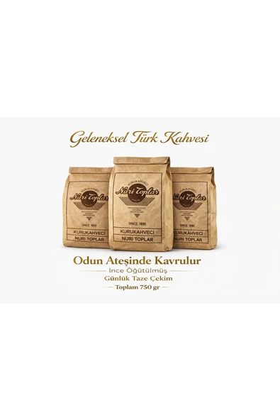 Nuri Toplar Türk Kahvesi Günlük Taze Çekim 3x250 Gram ürün görseli 1