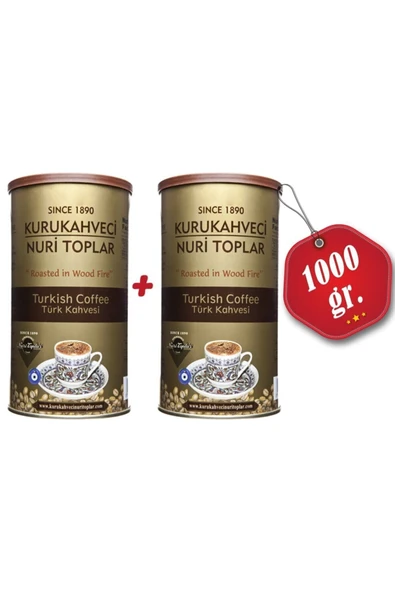 Nuri Toplar 2 Adet Yuvarlak Teneke Kutuda Türk Kahvesi 1kg Kuru Kahve ürün görseli 1