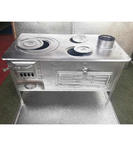 BEYAZ BAHÇE TİPİ SAC KUZİNE  SOBA ürün görseli 1