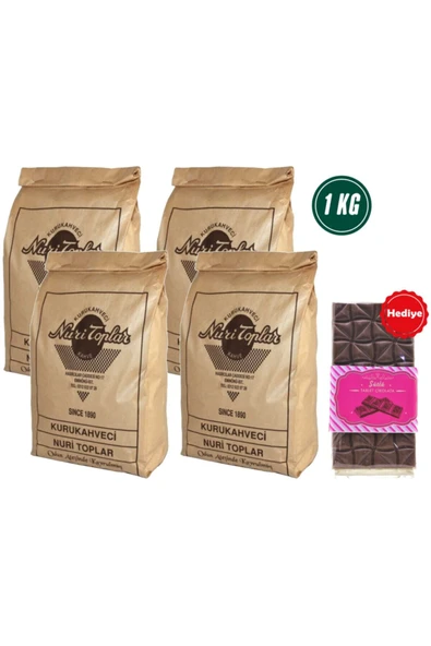 Nuri Toplar 4x250 gr Günlük Taze Çekim Türk Kahvesi 1kg Hediye Tablet Çikolata ürün görseli 1