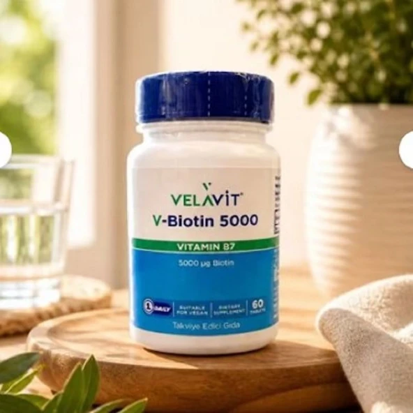 Velavit V-Biotin 5000 Vitamin B7 60 Tablet ürün görseli 1