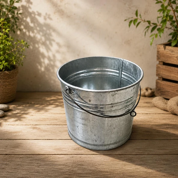 Metal Galvaniz Su Kovası 29 cm Yuvarlak Su, Süt kovası ürün görseli 1