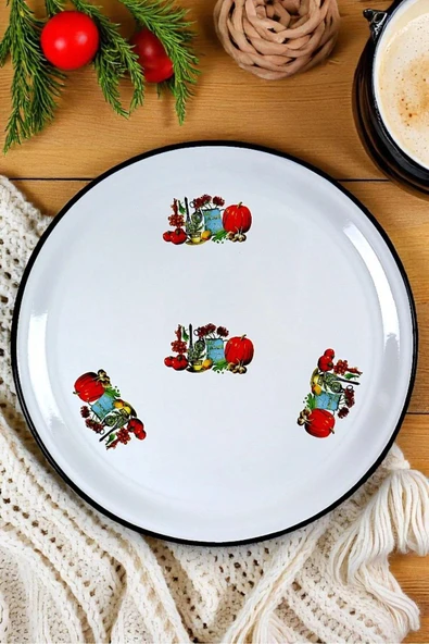 Emaye Sini Sofra, Yemek Sunum Tepsi, Yer Sofrası Çinko 55 cm ürün görseli 1