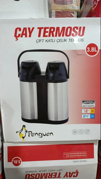 3.8 L Çift Pompalı Çelik Çay Termosu  Çift Katlı Paslanmaz - Resim 4