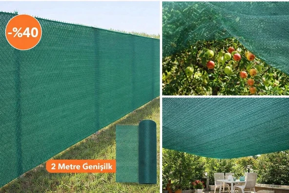 %40 Gölgelik File 2 METRE X 20 METRE Bahçe Gizleme Ağı Bahçe  Çit Örtüsü Meyve Ağacı Örtüsü ürün görseli 1