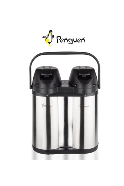 Penguen  termos  Png 1240 Xl  1,9+1,9= 3,8 Litre Çiftli Çelik Çay Termosu ürün görseli 1