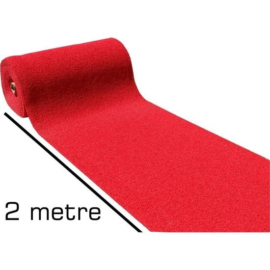 COLOURMAT Kaydırmaz Kaymaz Yolluk Karmaşık Halı Kıvırcık Paspas 1m X 7m (KIRMIZI) ürün görseli 1