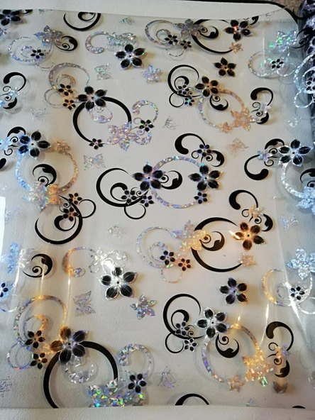 ŞEFFAF MASA ÖRTÜSÜ 1,7 mm 80 cm x 160 cm Kalın DESENLİ  Pvc Kaymaz Masa Örtüsü Koruyucu DESEN ÇİÇEK ürün görseli 1