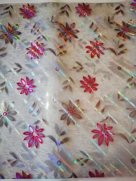 ŞEFFAF MASA ÖRTÜSÜ 1,7 mm 80 cm x 150 cm Kalın DESENLİ  Pvc Kaymaz Masa Örtüsü Koruyucu TEK ÇİÇEK ürün görseli 1