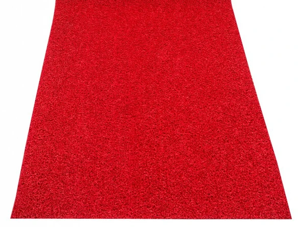 KIRMIZI Kaydırmaz Kaymaz Yolluk Halı Kıvırcık Paspas 120CM X 300 CM ürün görseli 1