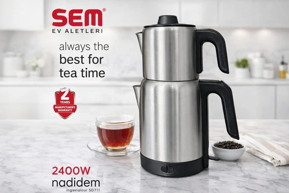 Sem 2400W Çaycı Sem Elektrikli Semaver Paslanmaz Çelik Elektrikli Semaver ürün görseli 1