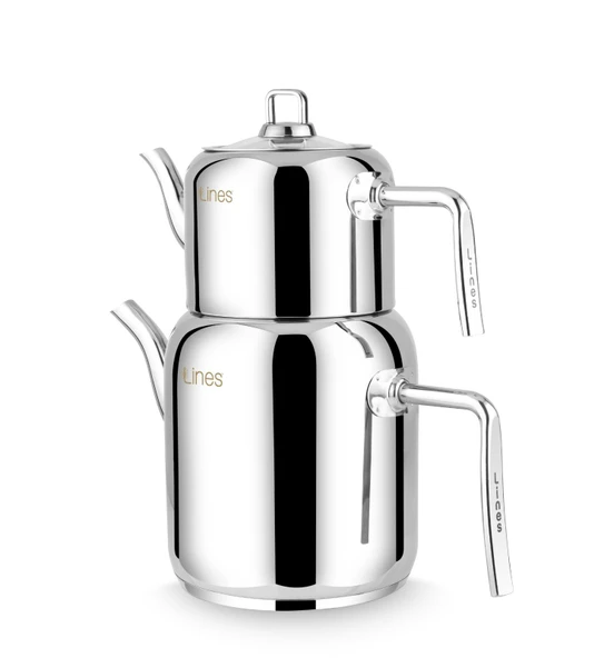 Lines Mercan Metal Kulp Paslanmaz Çelik Çaydanlık - Resim 2