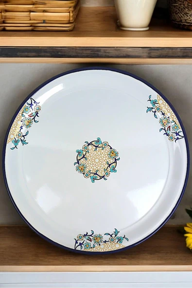 Emaye Sini Sofra, Yemek Sunum Tepsi, Yer Sofrası Çinko 60 cm ürün görseli 1