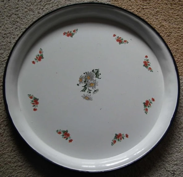 Emaye Sini Sofra, Yemek Sunum Tepsi, Yer Sofrası Çinko ~50 cm ürün görseli 1