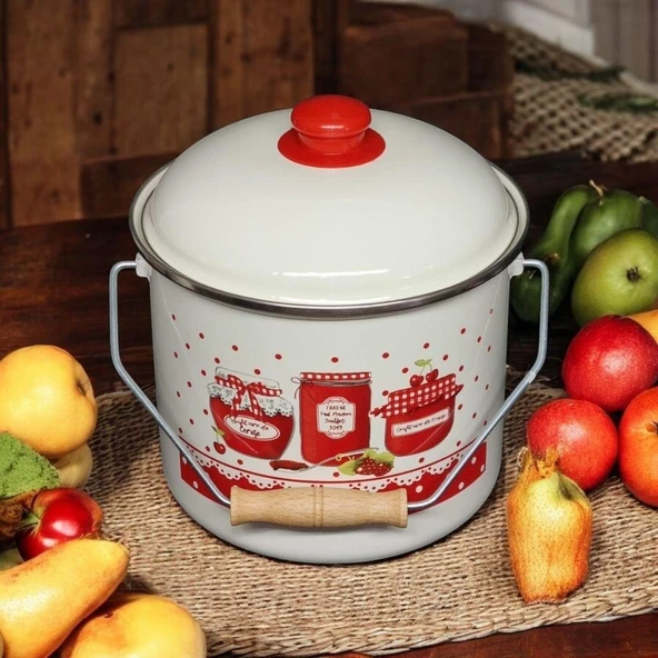 Alev Emaye Bakraç  Yoğurt Bağraç Bakliyat Kabı Seti 22 cm 6 litre ürün görseli 1