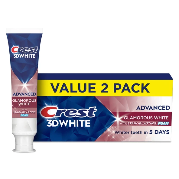 Crest 3D Glamorous White Beyazlatıcı Diş Macunu 2X93GR (187GR) ürün görseli 1