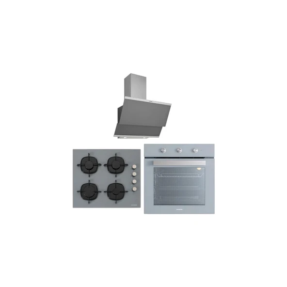 Silverline BO6503S01 - CS5335S01 - 3420 Classy 60 Gri Cam Ankastre Set ürün görseli 1
