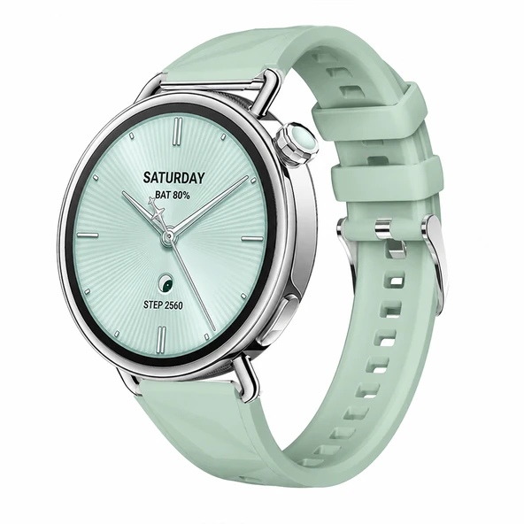 Sneezy Mi Watch S4 41mm İle Uyumlu Prism Metal Tokalı Soft Yumuşak Silikon Kordon  Yeşil ürün görseli 1