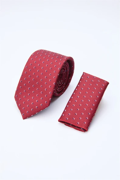 Kırmızı-Lacivert Desenli 7 Cm Kravat 1090260131 ürün görseli 1