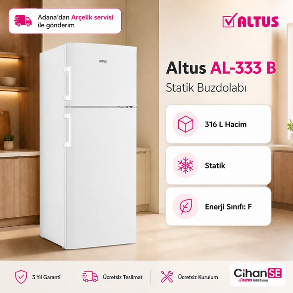 Altus AL-333-B 316 Litre İki Kapılı Buzdolabı ürün görseli 1