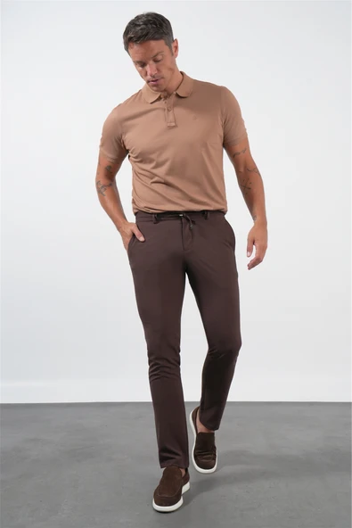 Kahverengi Yan Cep Slim Fit Esnek Jogger Pantolon 1003260179 ürün görseli 1