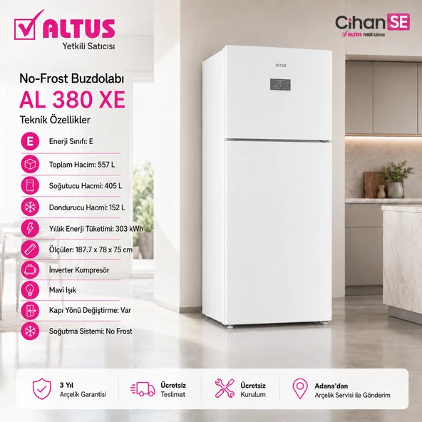 Altus AL-380 XE 557 Net Hacim No-Frost Buzdolabı ürün görseli 1